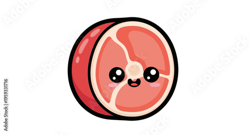 Cute Kawaii Meat Slice Cartoon Character