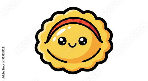 Cute Kawaii Ravioli Character with Happy Face