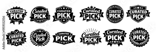 Curated pick badges and labels collection with ribbons and stars, representing premium selection and quality choice