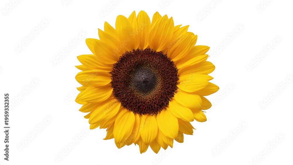 Fototapeta premium Vibrant yellow sunflower bloom with intricate seed patterns, a beautiful symbol of summer
