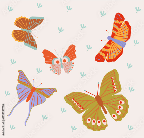vector butterflies.bright butterflies.primitive butterflies