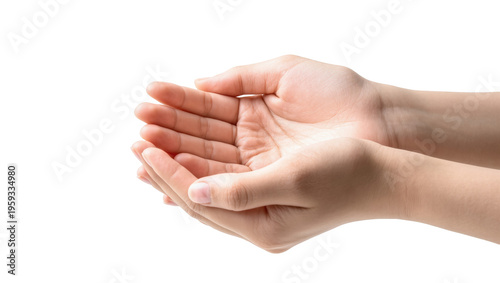 Obraz na plátně Empty hands cupped together, palms up, ready to give, receive or hold something