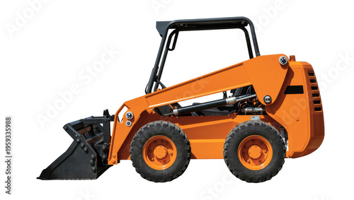 Quadro su tela Vibrant orange skid steer loader with front bucket, versatile construction equip