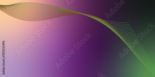  Radiant  BlueViolet, green, and black gradient ribbons flowing upward from a deep black foundation over a textured grain background with gentle glowing accents, modern artistic header con