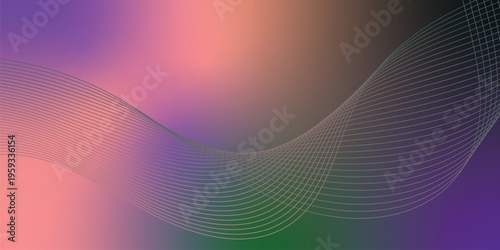  Radiant  BlueViolet, green, and black gradient ribbons flowing upward from a deep black foundation over a textured grain background with gentle glowing accents, modern artistic header con