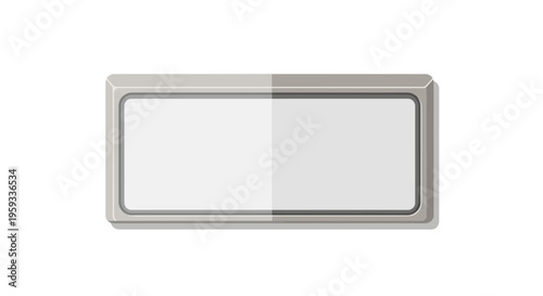 Silver Metallic Rectangular Frame with White Glass.