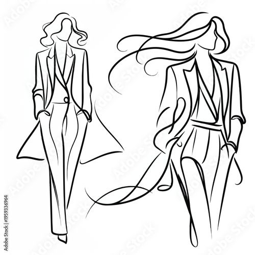 ladies with a suit vector