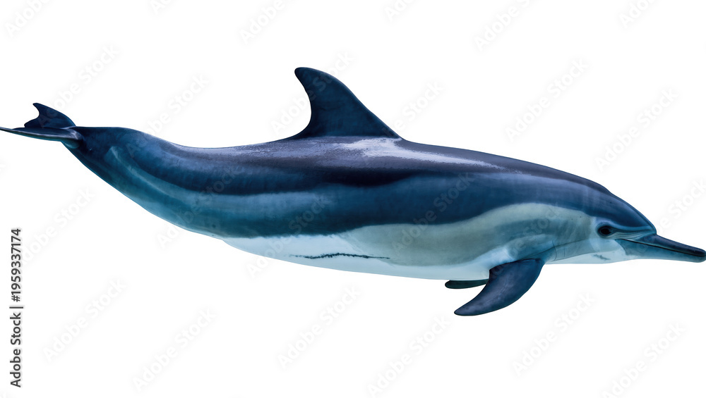Fototapeta premium Graceful common dolphin swimming and gliding underwater with elegant streamlined body