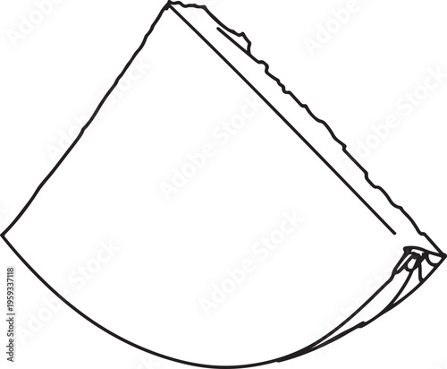 Minimalist line art illustration of a single food slice, symbolizing fresh fruit or sweet dessert, ideal for graphic concepts and iconic representations in design