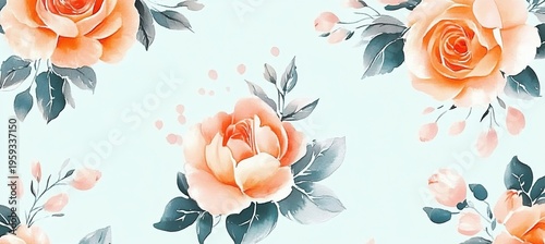Beautiful Seamless Pattern of Hand-Painted Roses in Watercolor for Romantic Textile or Wallpaper Use