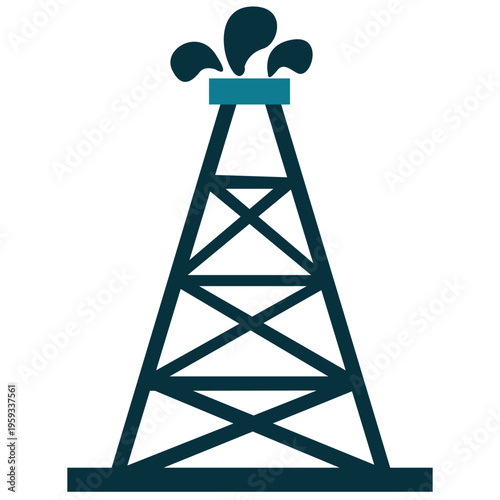 Symbolic image of an oil and gas production rig. The vector element is themed for the oil and gas industry. A tower, a metal structure.