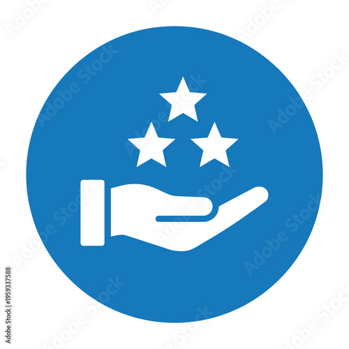Hand holding three stars icon symbolizing excellence and quality