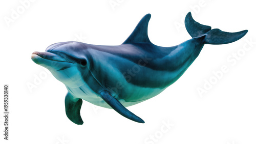 Quadro su tela Elegant bottlenose dolphin swimming gracefully with vibrant blue and green color