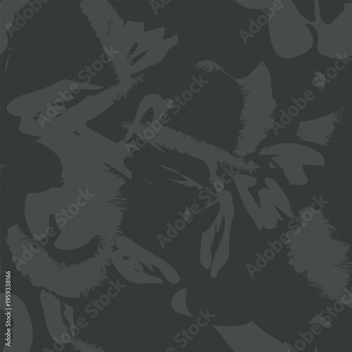 Monochrome Floral Textile Design Dark Green Pattern For Fashion And Homeware Abstract Botanical Print Elegant Surface Covering Wallpaper And Fabric Design