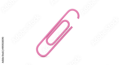A single pink paperclip isolated on a white background, perfect for office and school supplies