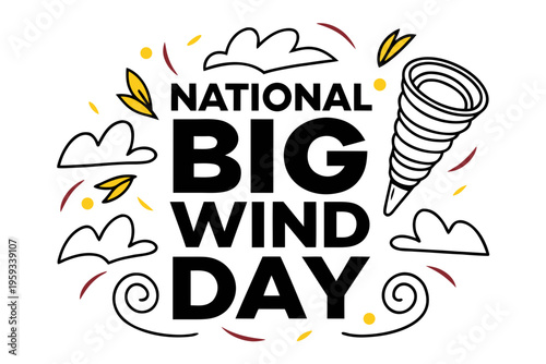 Strong Wind Weather Concept Vector, National Big Wind Day Design