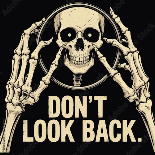 Don't Look Back Skull Mirror T-Shirt Vector Design