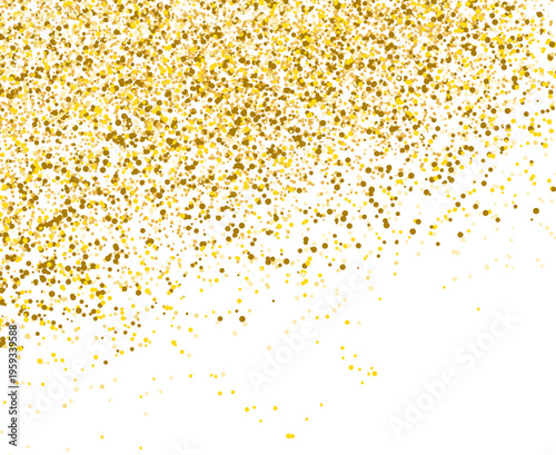 上部から舞い降りるゴールドの紙吹雪が広がる高級感あふれる抽象背景素材、パーティーやお祝いイベントに最適なラグジュアリーデザイン