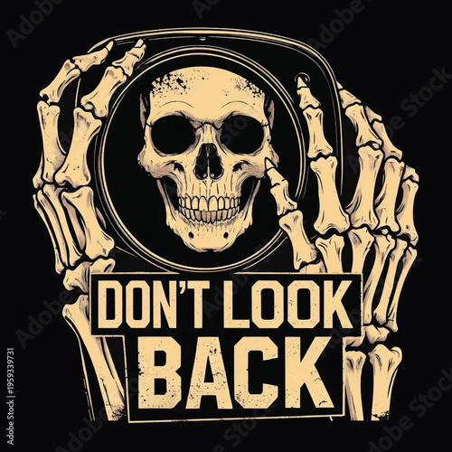 Don't Look Back Skull Mirror T-Shirt Vector Design