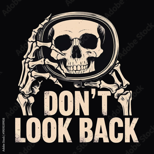 Don't Look Back Skull Mirror T-Shirt Vector Design