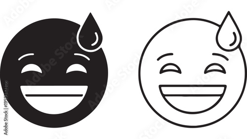 Smiling face with sweat drop emoji