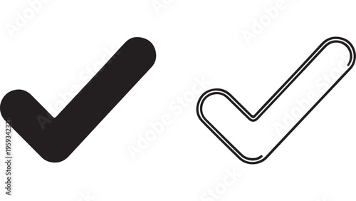 Checkmark icon in black and outline with transparent background
