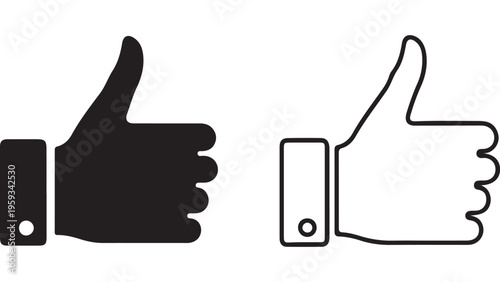 Thumbs up icon set with transparent background