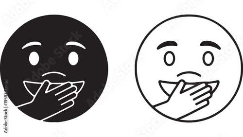 Silent emoji faces with hand over mouth