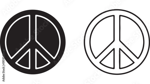 Peace symbol outline and filled with transparent background