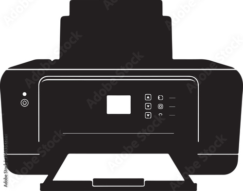Printer, office printer, black printer, inkjet printer, vector icon isolated PNG with Transparent Background