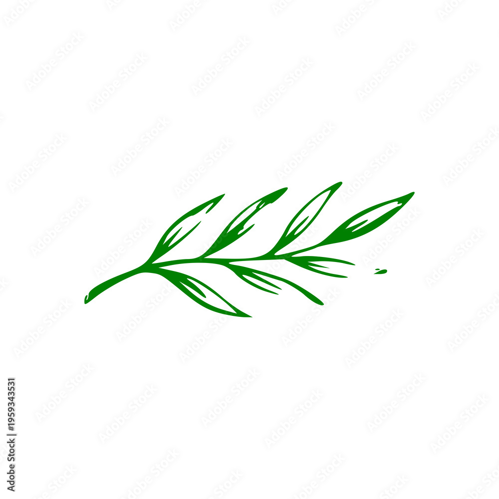 Fototapeta premium Green Olive Branch Symbol Minimal Peace Illustration on White Background
