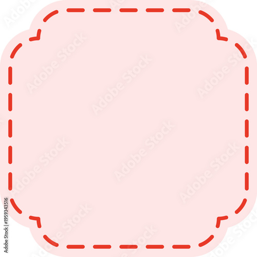 Sticker Label Shape Set, Dashed Cut Line Frames Collection, Rounded Geometric Badge Template Pack