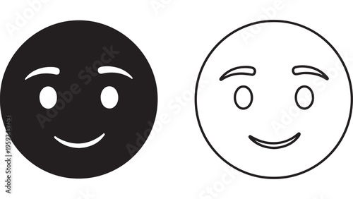 Smiling face icons black and white