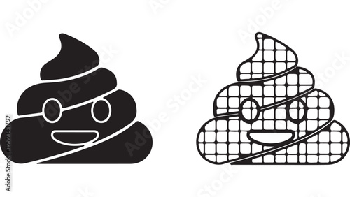 Funny poop emoji icons with transparent background