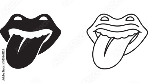 Open mouth with tongue and teeth outline