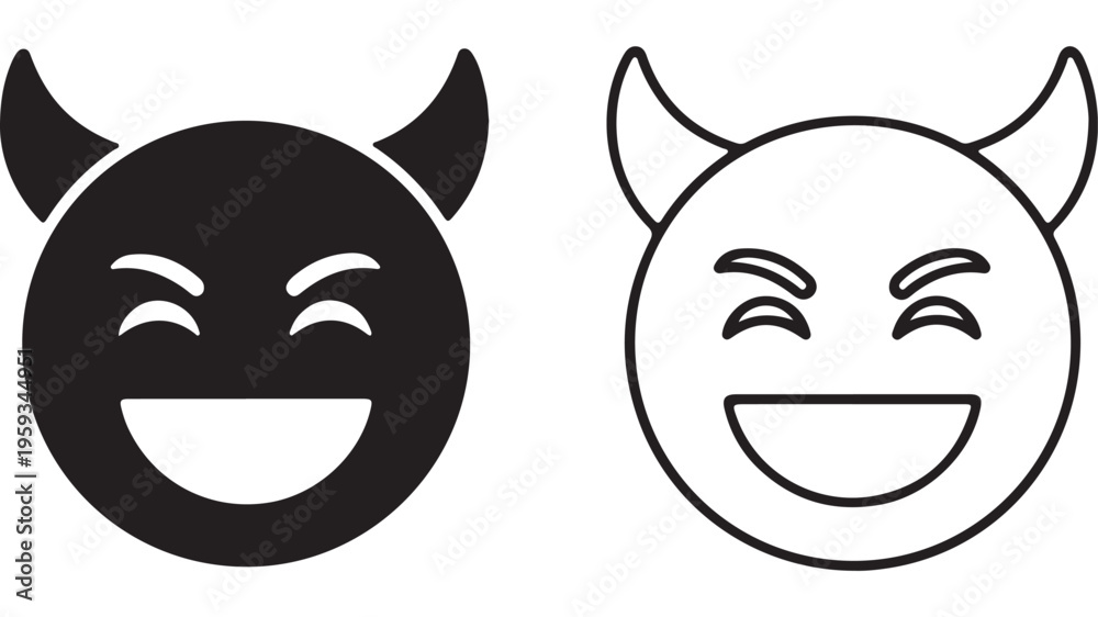 Obraz premium Devil face emoji with smiling expression