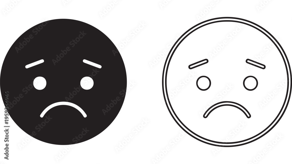Fototapeta premium Sad face icon set with transparent background