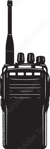 Two-way Radio, Walkie Talkie, Communication Device, Black Vector isolated PNG with Transparent Background