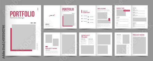Minimalist portfolio layout. Portfolio brochure template design. Vector