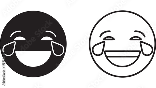 Laughing face emoji with tears outline style