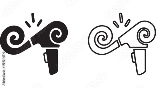 Hair dryer icon outline style with transparent background