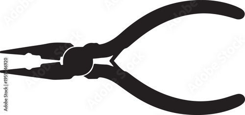 Black pliers icon, grip tool, hand tool, repair equipment isolated PNG with Transparent Background