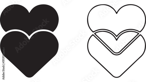 Two hearts icon with transparent background
