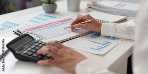 Accountant analyzing spreadsheets and financial data