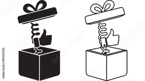 Pop-up box with thumbs up surprise