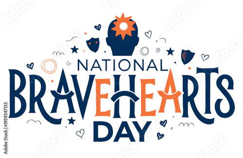 Empowered Heroes Vector Graphic, National Bravehearts Day Design