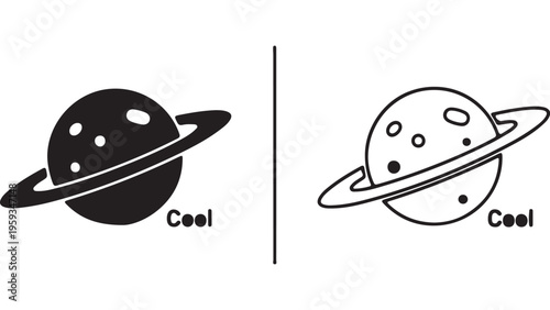 Planet icon with ring and text cool