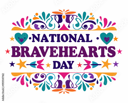 Brave and Strong Silhouette Vector Illustration for National Bravehearts Day