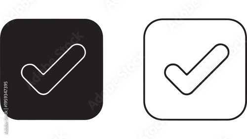 Checkmark icon in square with transparent background