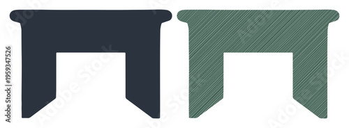 Two abstract shapes representing contrast and comparison